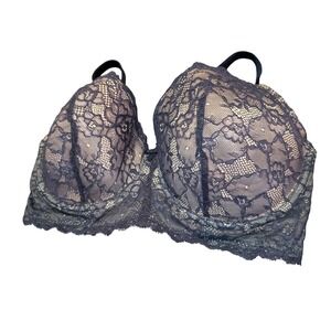 Motherhood Maternity Navy Blue Floral Lace Nursing Bra 36DD Full Coverage